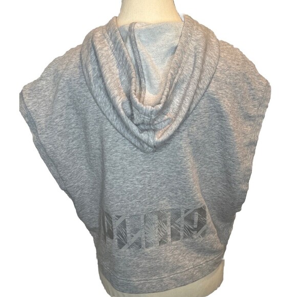 Puma Hoodie Cropped GRAY Sweatshirt Sleeveless Pullover Training Logo Women Med - Picture 3 of 7